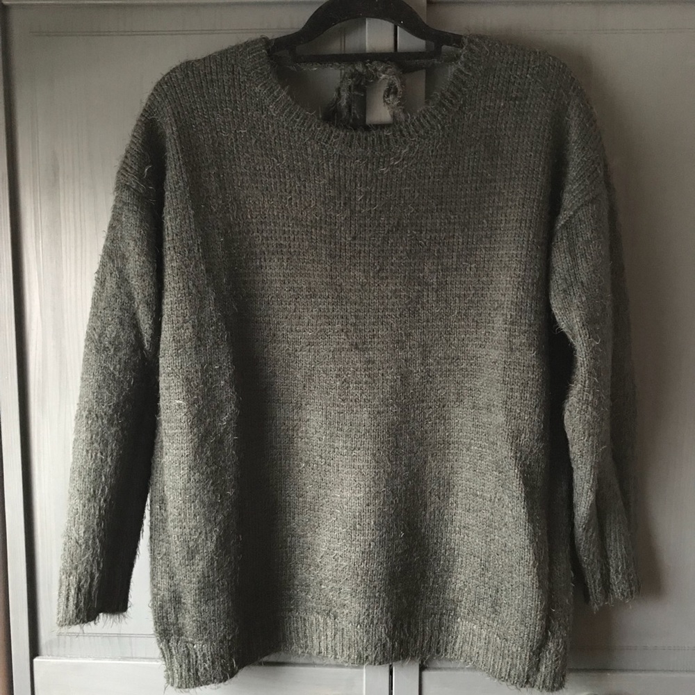 Olive Tie Back Sweater